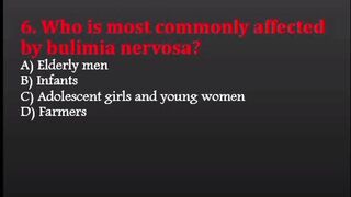 Bulimia Nervosa MCQs | Symptoms, Complications & Classification | Biology Quiz