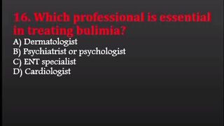 Bulimia Nervosa MCQs | Treatment, Recovery, Causes & Mental Health | Class 9 Biology