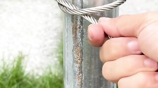 A clever way to secure steel cable without clamps.
