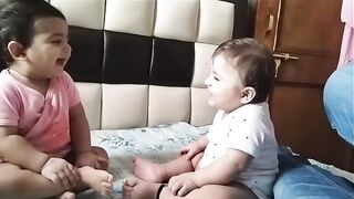 Capture the hilarious conversation of twin baby