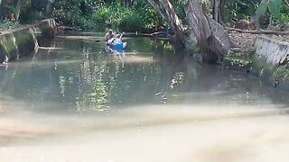 Beautiful Tropical River with Big Trees & Peaceful Village Life - Nature View