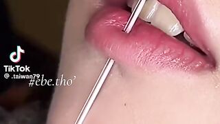 Lips Piercing Close Up
