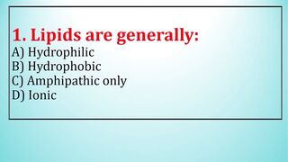 Lipids MCQs Part 1 | Properties, Functions & Energy Value | Class 11 Biology