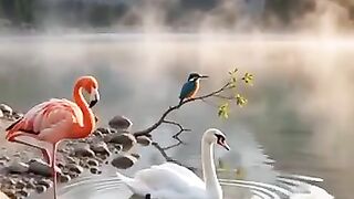 🐦 Paradise Lake with Colorful Birds _ Beautiful Fish 🐠 Nature_s Hidden Heaven _ 4K Relaxing Scenery(360P).mp4
