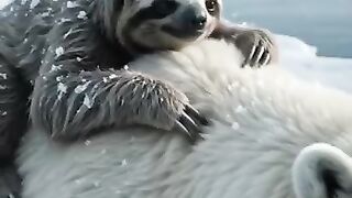 Polar Bear Saved the Sloth_ Crossing an Icy River While Crocodiles Waited_ 🐊 AI Wildlife Adventure(360P).mp4