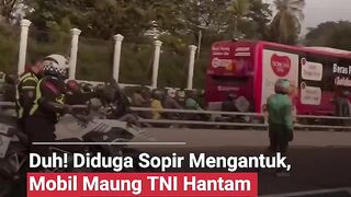 Apes Pagi Buta! Mobil Dinas TNI Nyelonong Tabrak Tembok Tol Bandara