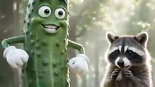When a Cucumber Tries to Rap... 🥒🎤🦝 #viral