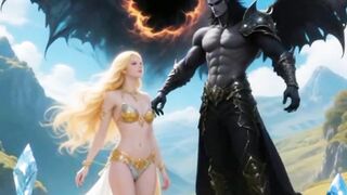 cartoon kids anime Devil and Angel romance