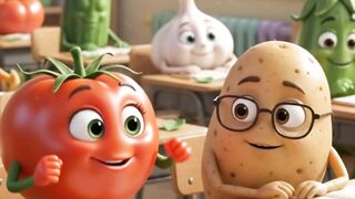 Vegetables school and education. Entertainment vegetables video