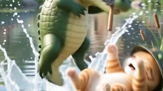 Funny Cat Goes Fishing... Then a Crocodile Attacks! 😂🐱🐊