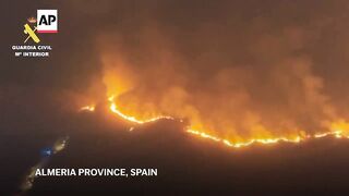 Hundreds of firefighters battle wildfire in Almeria, southern Spain