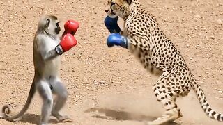 Monkey Knocks Out the Cheetah! 🥊😂