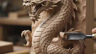 From Wood Block to Epic Dragon 🐉🔥 | Satisfying Wood Carving ASMR