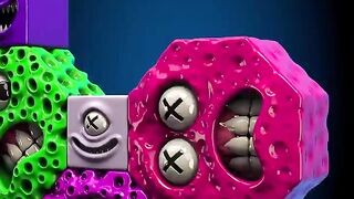 Colorful Monster Cube Tower 🧟🟪 | Satisfying 3D Animation #shorts