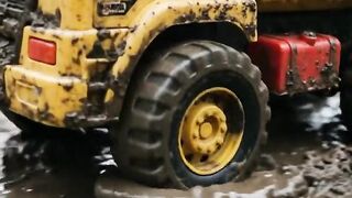 Toy Dump Truck Driving Through Mud | Construction Toys in Action ⭐