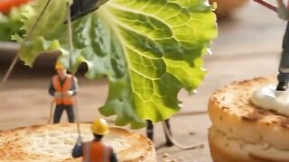 Miniature workers making burgers | AI Miniature World #Shorts #miniature