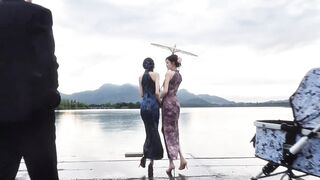 Beautiful qipao-clad sisters