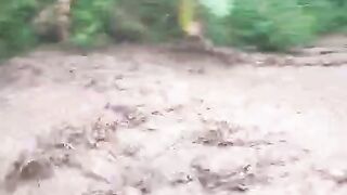 Flash Flood with Powerful Muddy Current After Heavy Rain