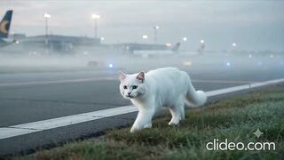 Lost White Cat Near Airport Runway | Brave Airport Security Guard's Emotional Rescue | Cinematic AI Rescue Story
