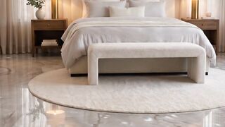 Watch this bedroom transform into a serene luxury retreat with stunning silver-pearl epoxy flooring ✨