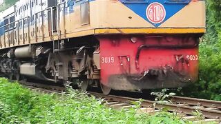 গ্রামের রাস্তা দিয়ে ট্রেন চলাচল