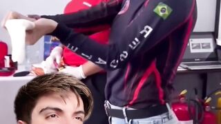 He knows the proper way to put on a glove