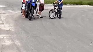 Little boy bike riding fun