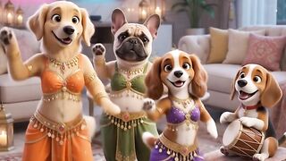 4 Cute Dogs Doing Belly Dance in a Beautiful Living Room 🐶💃
