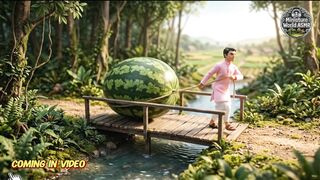Miniature Doll ASMR: Huge Watermelon Discovery in the Village