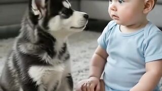 Funny Baby with The Dog