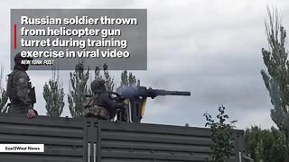 Russian Soldier Thrown From Helicopter Gun Turret During Training Exercise in Viral Video