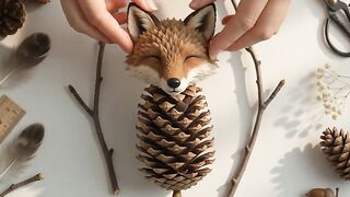 simple pine cone transform into an adorable woodland fox through satisfying stop-motion craftsmanship