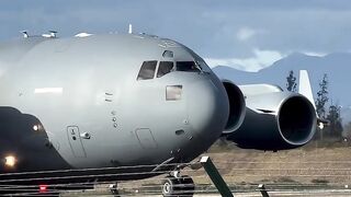C-17A Globemaster III Departing Quito – Powerful Takeoff Back to Charleston! 🛫🇺🇸
