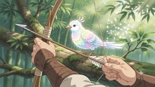 🏹🌸 A peaceful day in Japan's enchanted mountains... where every journey ends with a cozy fireside feast. 🍃🔥  ✨ Anime visuals by AI