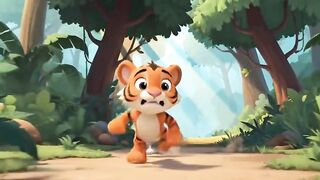 Little tiger and rabbit fun in the jungle