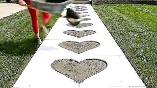 DIY Garden Path With Concrete Hearts