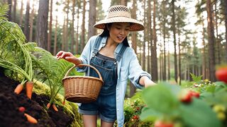 the forest to collect some carrots and fruits."