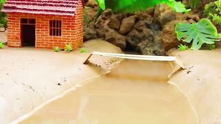 Mini toy video Mini tractor building bridge