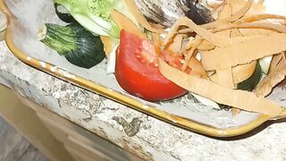 Adding leftover fruit and vegetable peels to a compost bin #composition