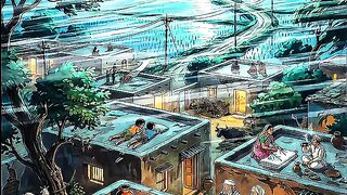 Peaceful Village Night | Moonlit Rice Fields | Studio Ghibli Style Ambience | Relaxing Sleep Sounds