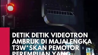 Tragedi Majalengka! Pemotor Perempuan Tewas Tertimpa Videotron Ambruk di Cigasong