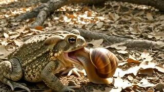 Watch this funny moment when a hungry toad tries to eat a snail and gets an unexpected surprise! 🐸🐌