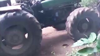 Man breaks his tractor as two parts😎