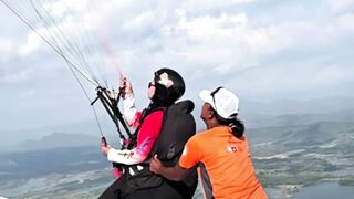 She Jumped Off The Mountain! Unbelievable Paragliding Gliding Flight ✈️