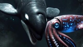 Killer Whale vs. Bioluminescent Squid: Deep Sea Showdown!