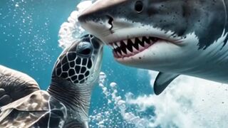 Shark vs. Sea Turtle: Close Call in the Ocean!