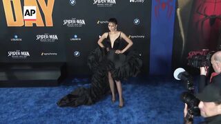 Zendaya at 'Spider-Man: Brand New Day' premiere in all-black dress with spider flourishes