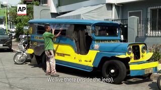 A driver in the Philippines now lives in his minibus as oil prices increase from Iran war