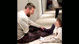 messi and son ciro playing flip