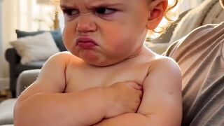 Baby angry on dad